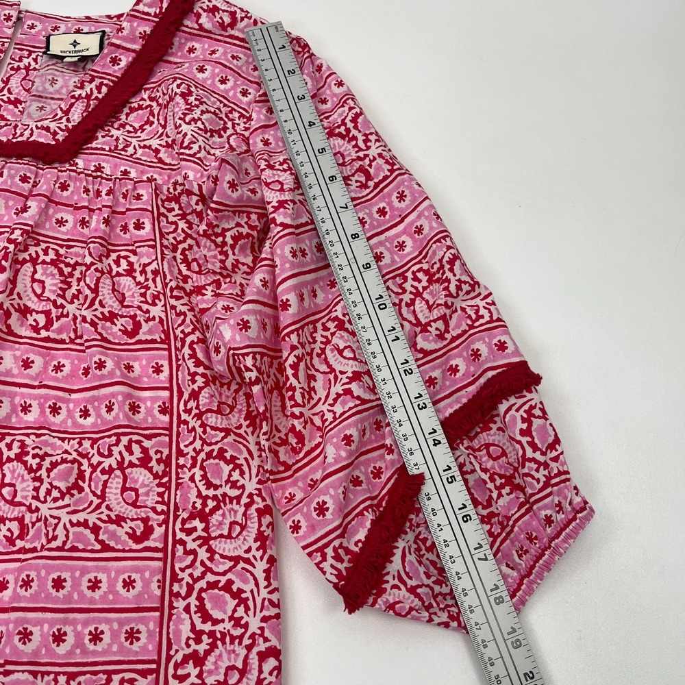 Tuckernuck Dress Pink City Prints Candy Daisy Rah Rah Mini Fringe Block Print M - Picture 12 of 16